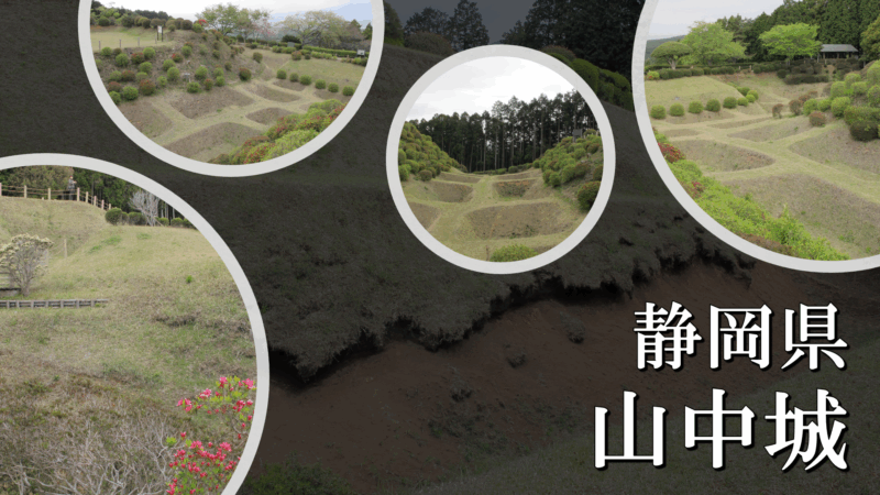山中城の曲輪と障子堀・畝堀が広がる城域公園の風景