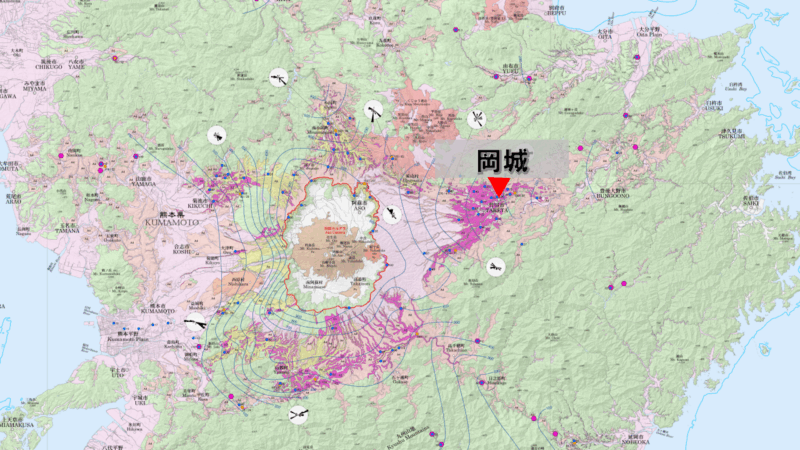 阿蘇4火砕流堆積物の分布図