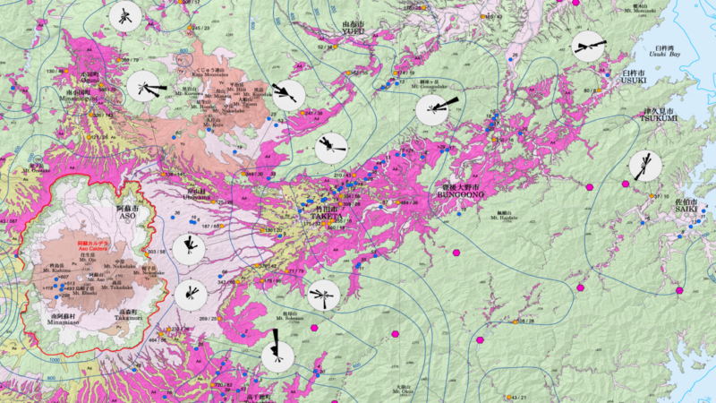阿蘇カルデラAso-4火砕流堆積物の分布図(引用図に追記したもの)