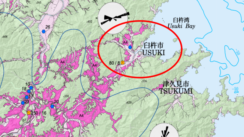 Aso-4火砕流堆積物の広がり(臼杵周辺まで届くことが分かる引用図)