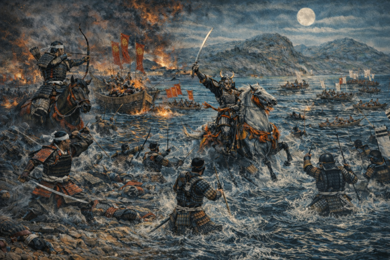 那須与一を象徴する場面（扇の的）を想起させるイメージ