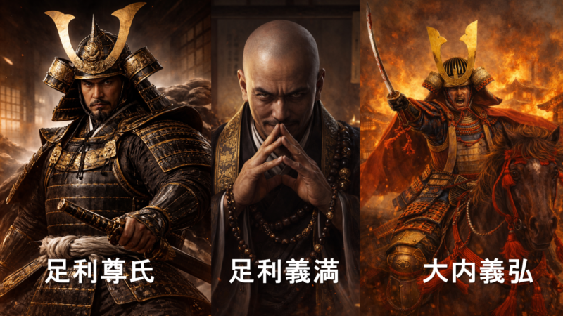 北朝方武士の別構図イメージ。室町前期の武装を想定