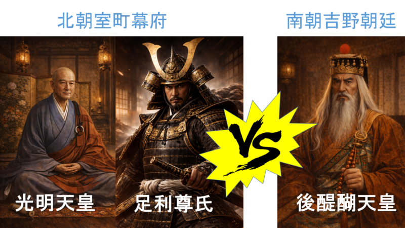 南朝と北朝の勢力構図を示す図