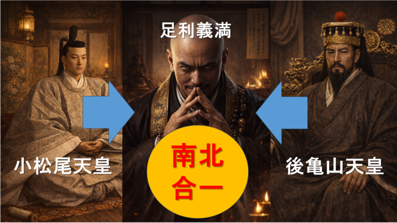 南北合一を示す歴史的転換点のイメージ