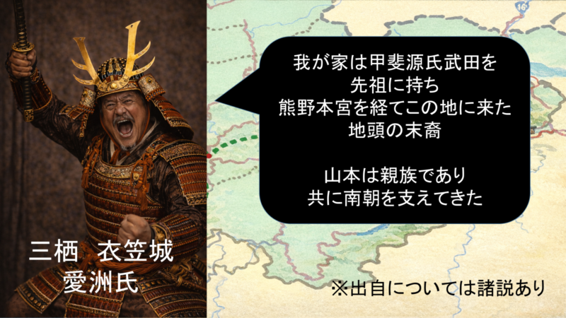 紀南山間部の地形と武士団の関係を示すイメージ