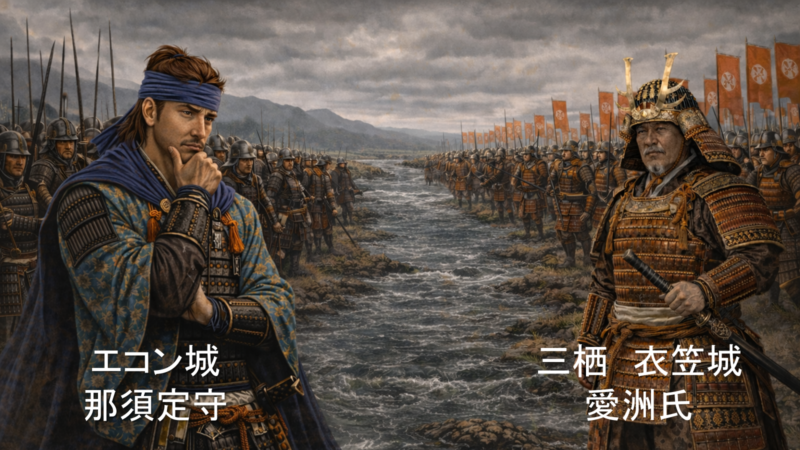 勝敗が決まり始める局面を示す図。戦列が崩れる兆し