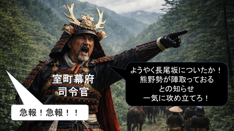 守護方が退く局面を示す図。部隊の離脱と後退