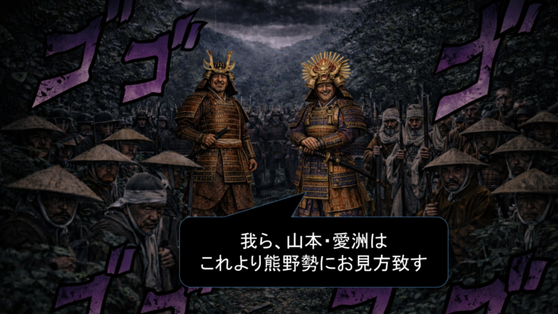 敗退後の混乱が広がる局面を示す図。陣形が乱れる様子