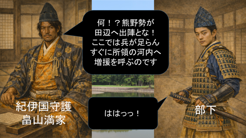 熊野三山挙兵に関する挿図。兵の動きと局面を補助する図