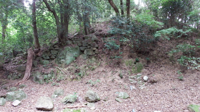 置塩城の城内風景。曲輪と通路が連続する