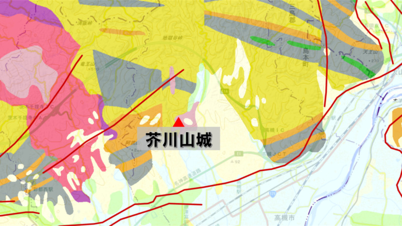 芥川城周辺に分布する高槻層の露頭