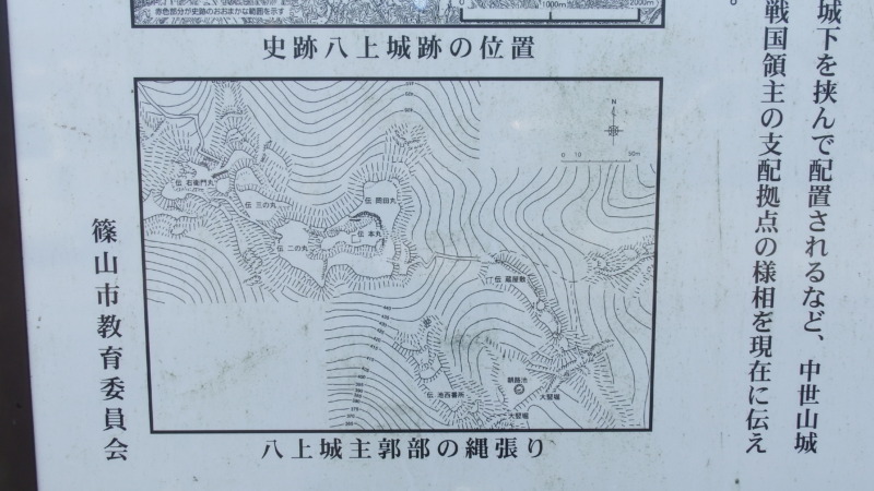 八上城の縄張り図（案内板）