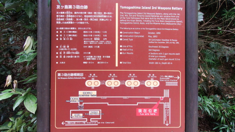 第三砲台跡の地下弾薬庫列（弾薬庫前通路のレンガ回廊）