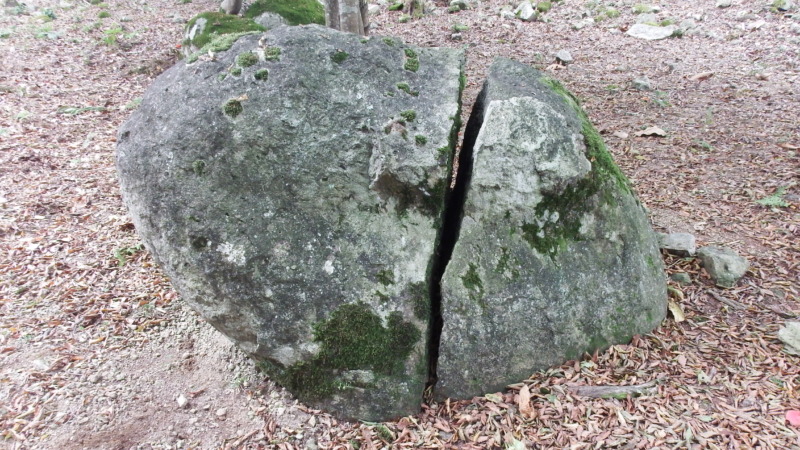 千畳敷曲輪にある一刀石のような割れ石（私称）」 class=